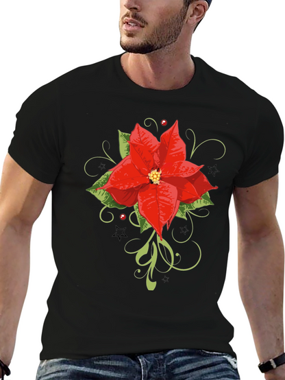 Festive Poinsettia Graphic Tee - Holiday Style