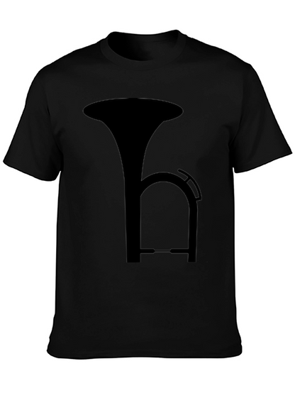 Black T-Shirt with Musical Instrument Design