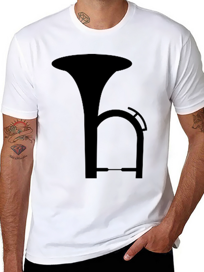 Black T-Shirt with Musical Instrument Design
