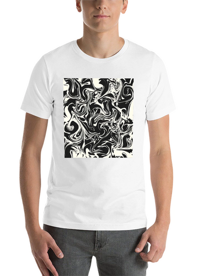 Modern Abstract Swirls Black T-Shirt