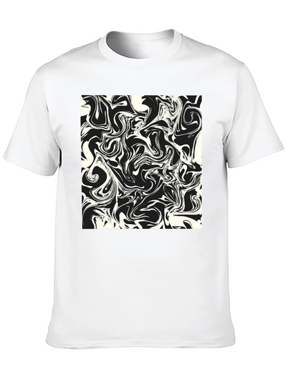 Modern Abstract Swirls Black T-Shirt