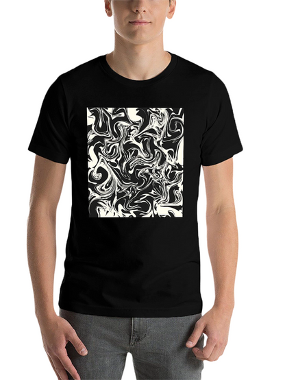 Modern Abstract Swirls Black T-Shirt