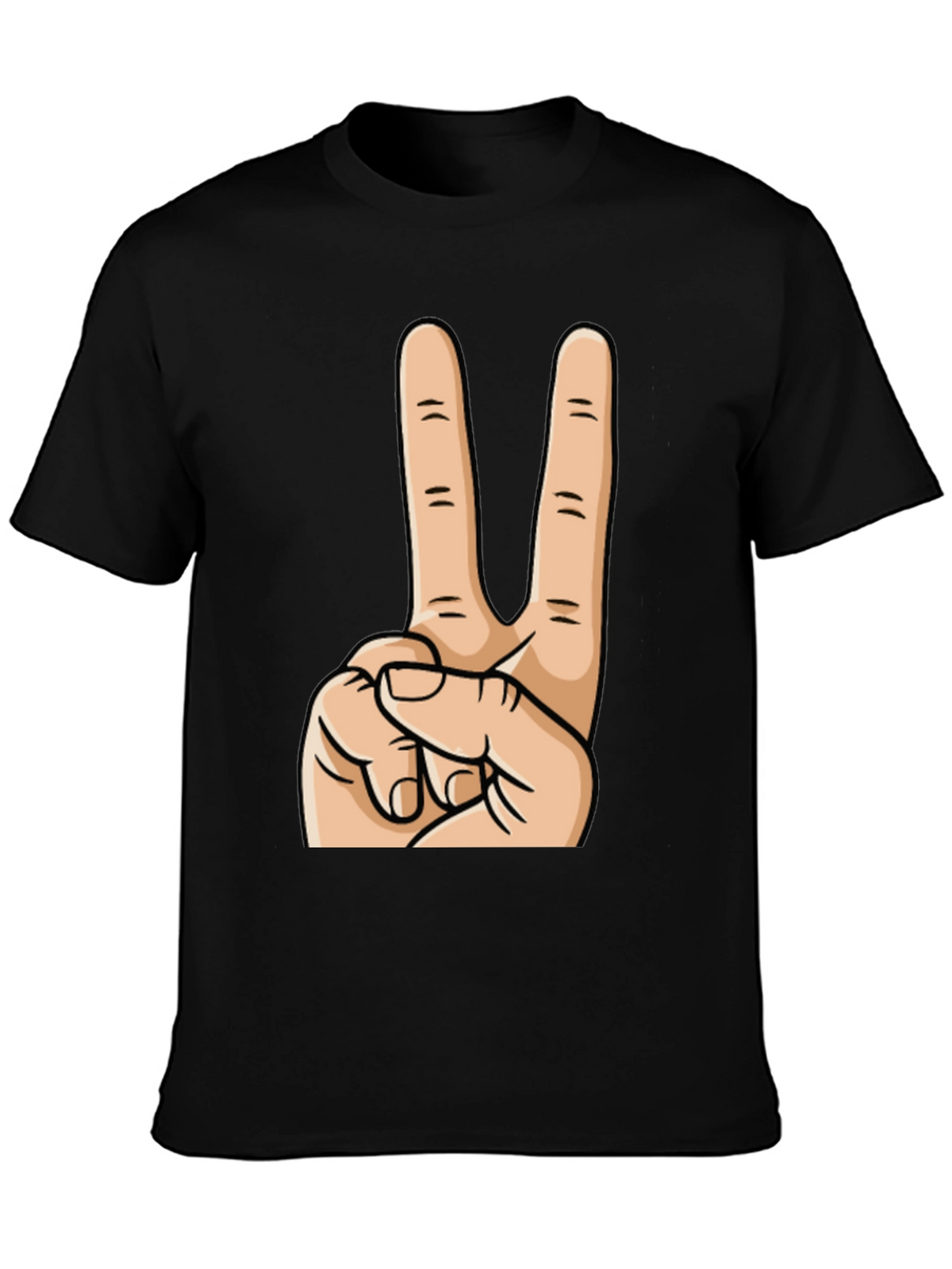 Peace Sign Graphic Tee - Black Cotton Casual Top