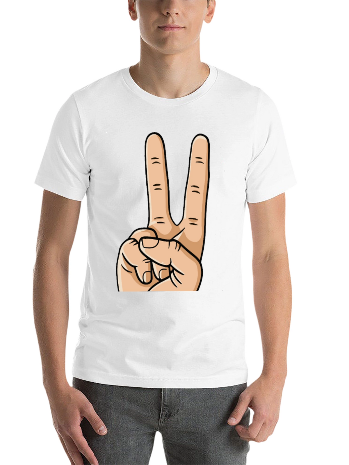 Peace Sign Graphic Tee - Black Cotton Casual Top