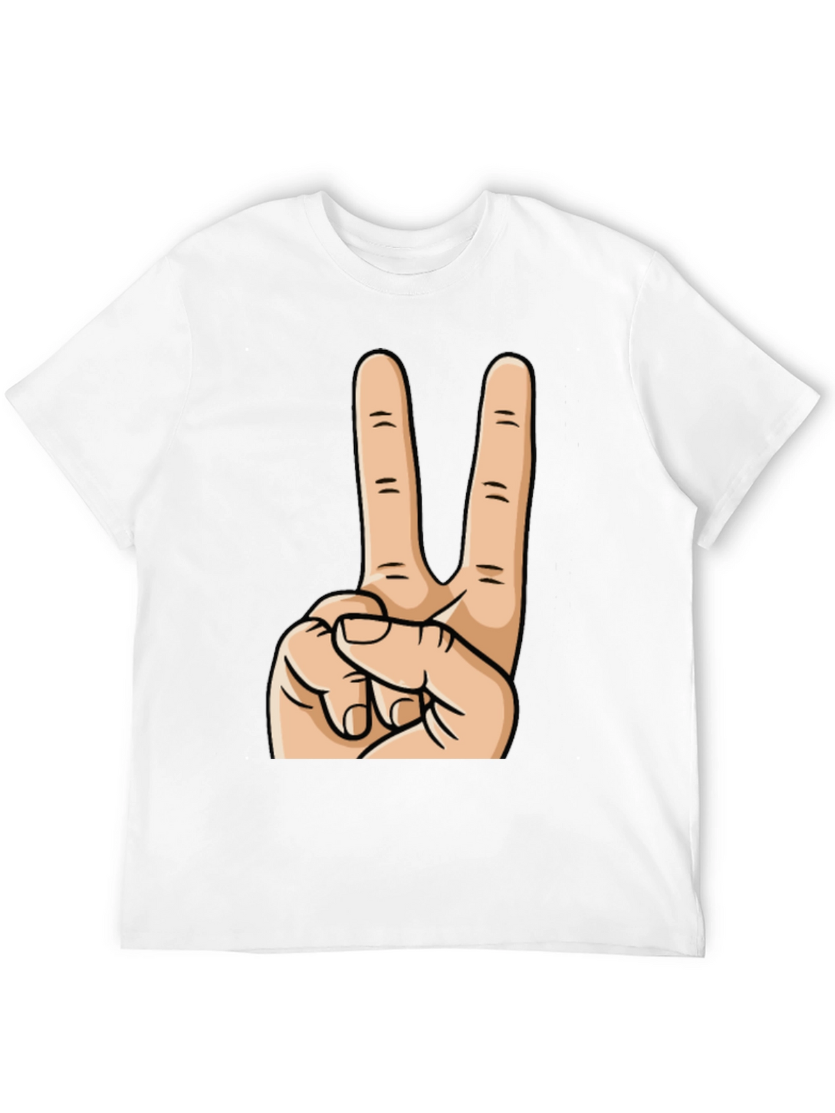 Peace Sign Graphic Tee - Black Cotton Casual Top