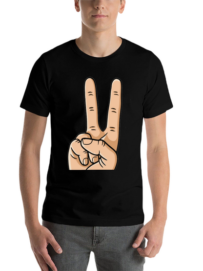 Peace Sign Graphic Tee - Black Cotton Casual Top
