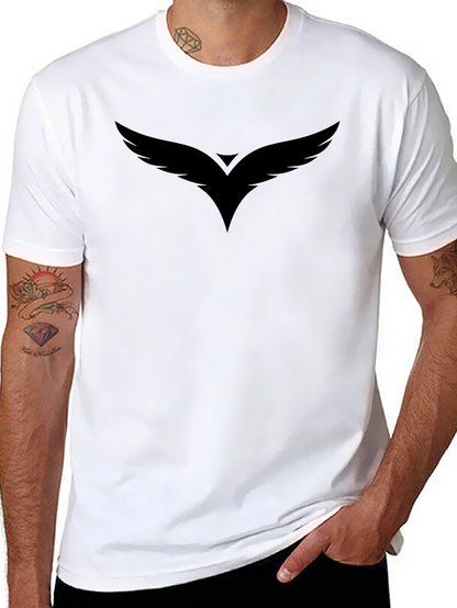 Mens Black Graphic Tee - Winged Design