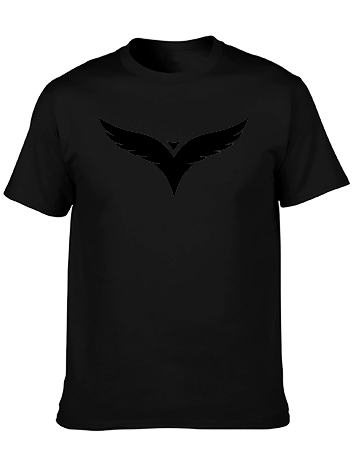 Mens Black Graphic Tee - Winged Design