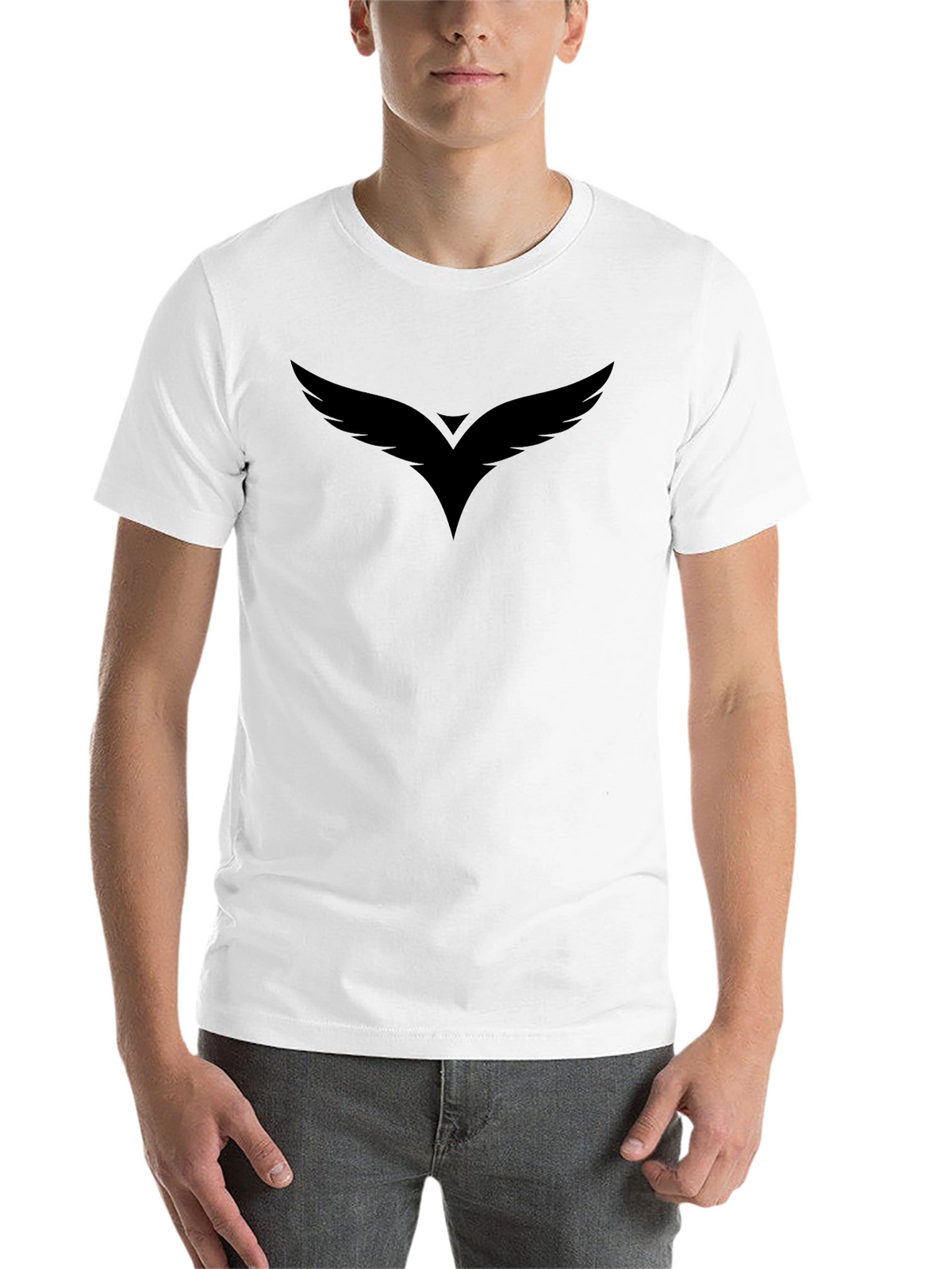 Mens Black Graphic Tee - Winged Design