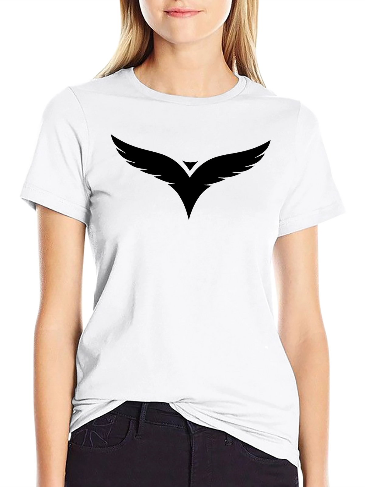 Mens Black Graphic Tee - Winged Design