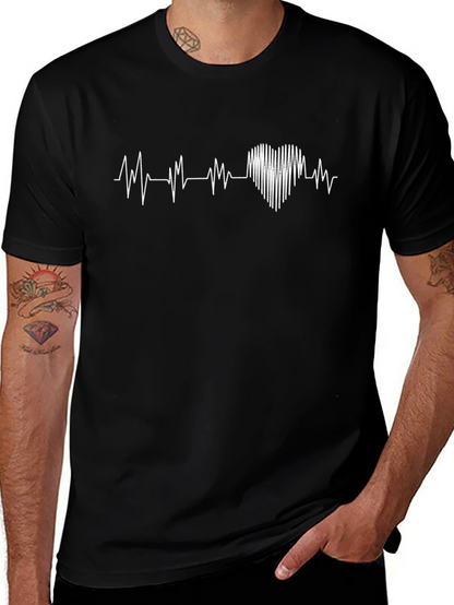 Heartbeat Graphic Tee - Mens Black T-Shirt