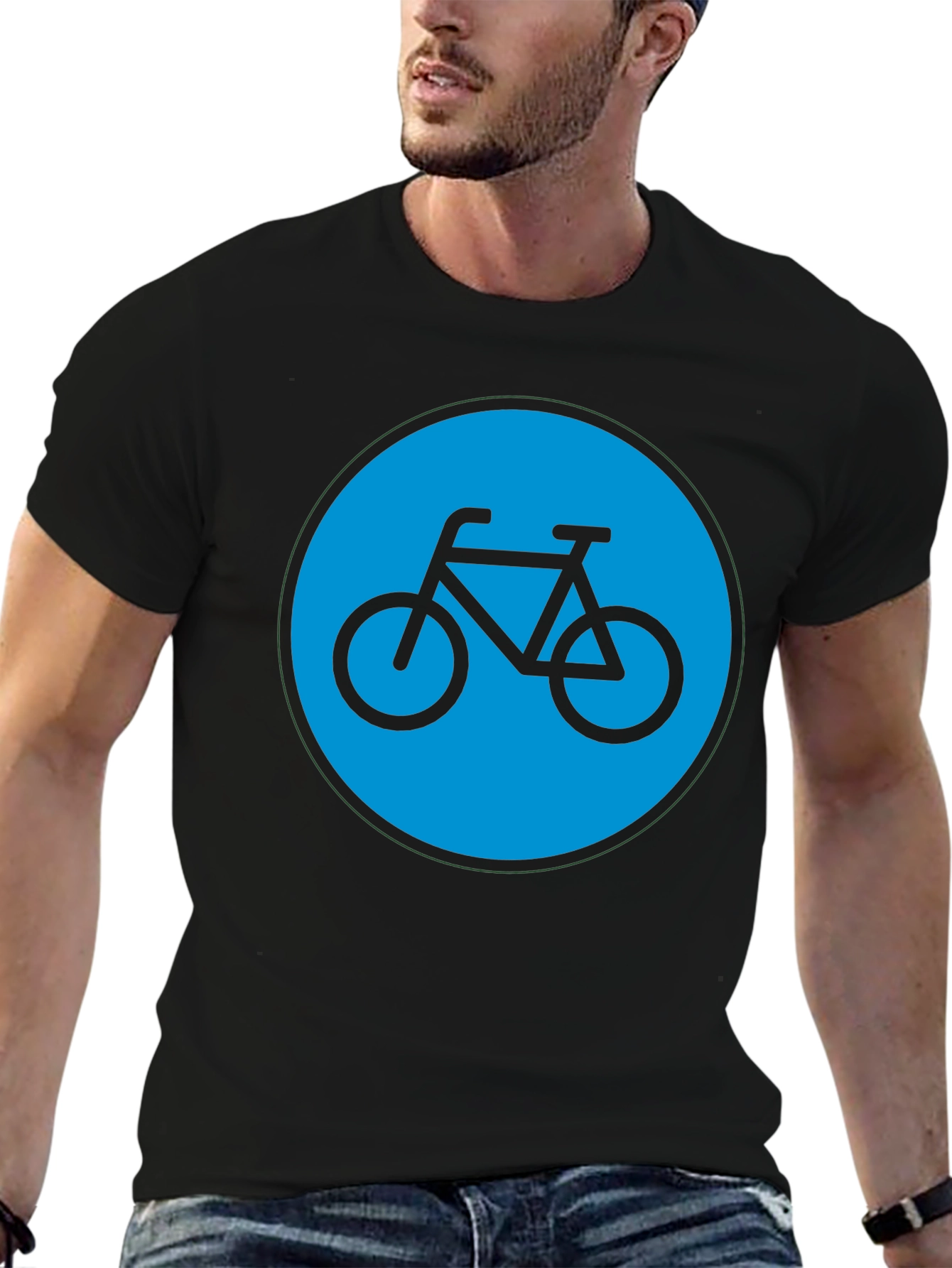 Bike Graphic T-Shirt - Black Cotton Blend Casual Tee