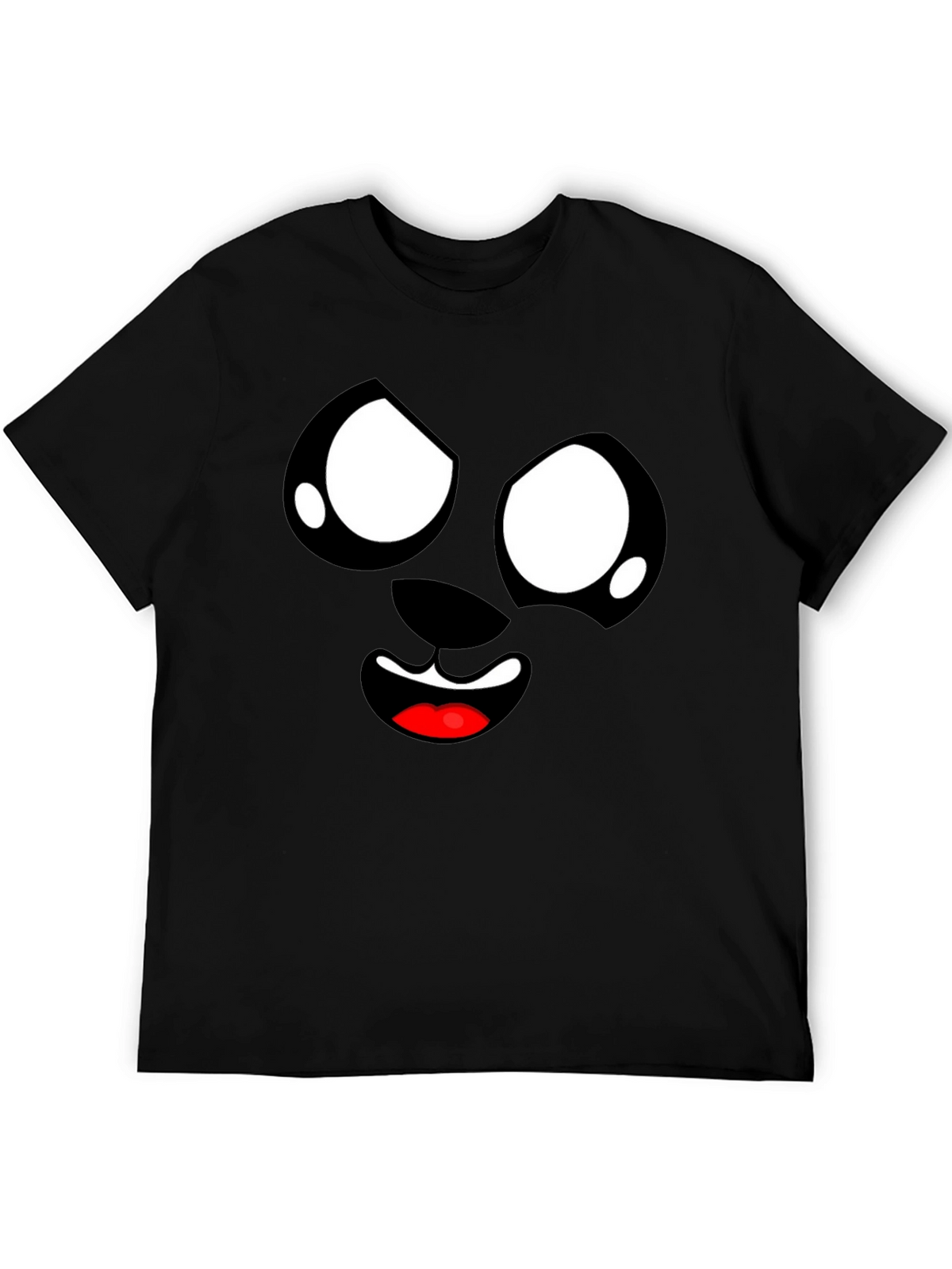 Funny Cartoon Face Graphic Black T-Shirt
