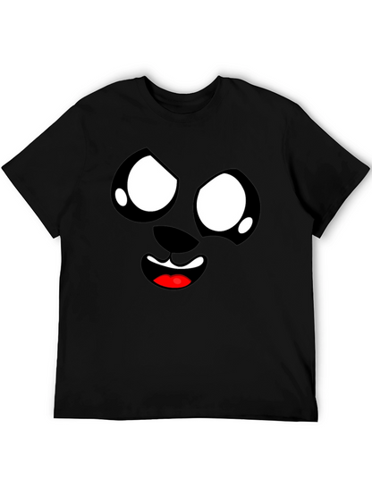 Funny Cartoon Face Graphic Black T-Shirt