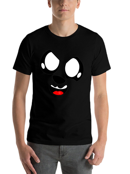 Funny Cartoon Face Graphic Black T-Shirt