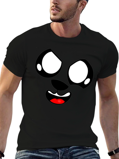 Funny Cartoon Face Graphic Black T-Shirt