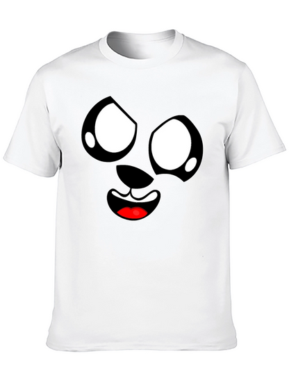 Funny Cartoon Face Graphic Black T-Shirt