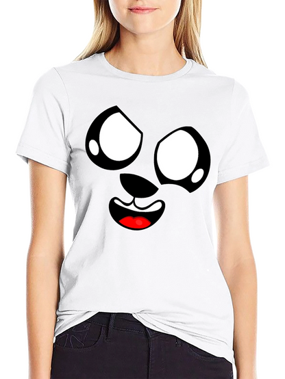 Funny Cartoon Face Graphic Black T-Shirt