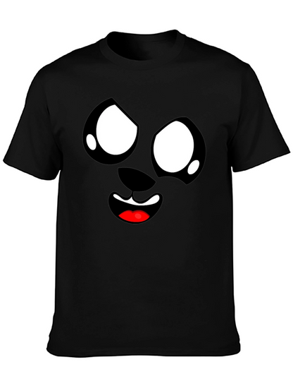 Funny Cartoon Face Graphic Black T-Shirt