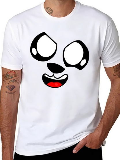 Funny Cartoon Face Graphic Black T-Shirt
