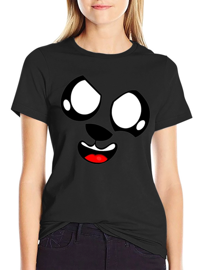 Funny Cartoon Face Graphic Black T-Shirt