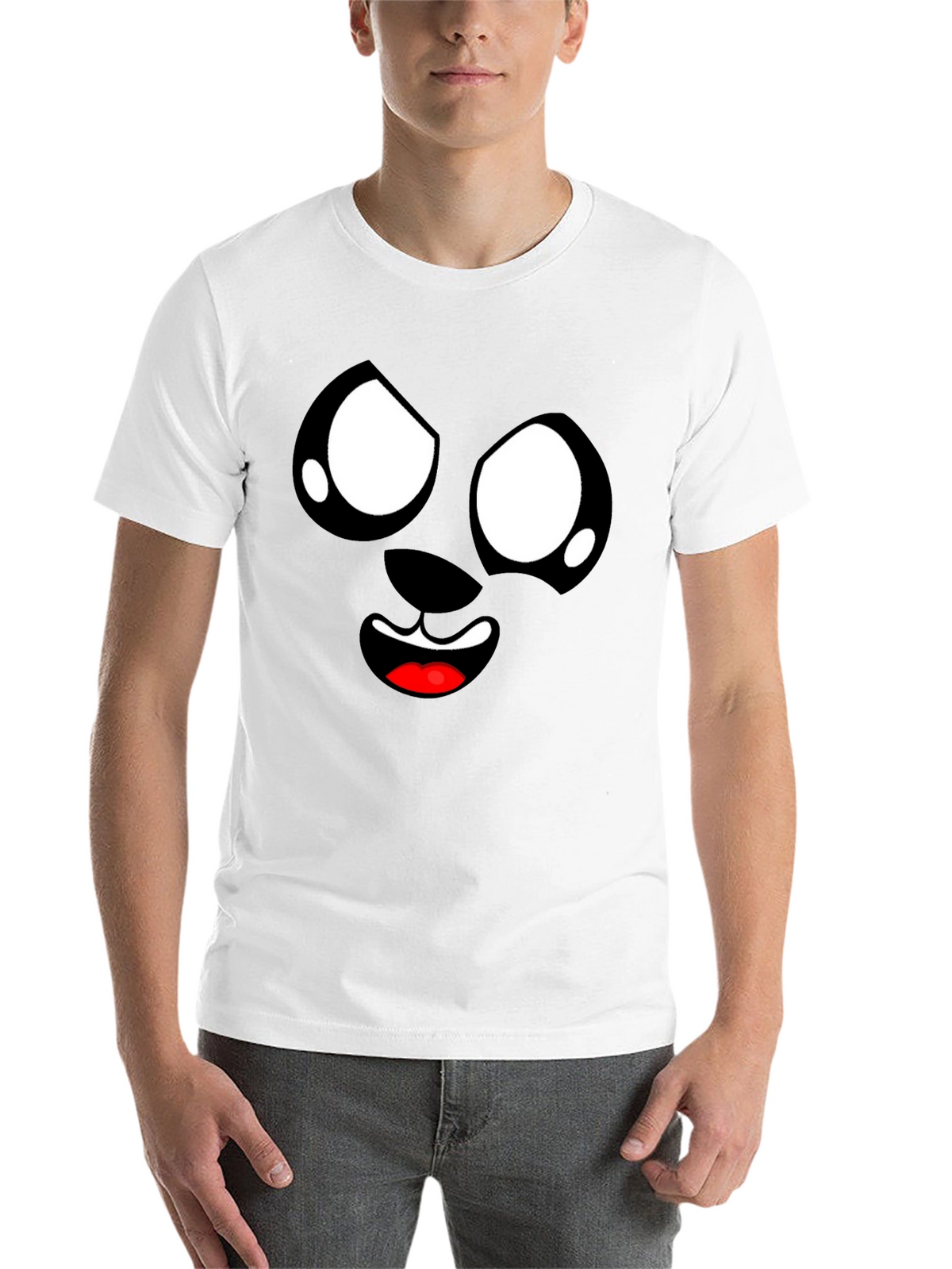 Funny Cartoon Face Graphic Black T-Shirt