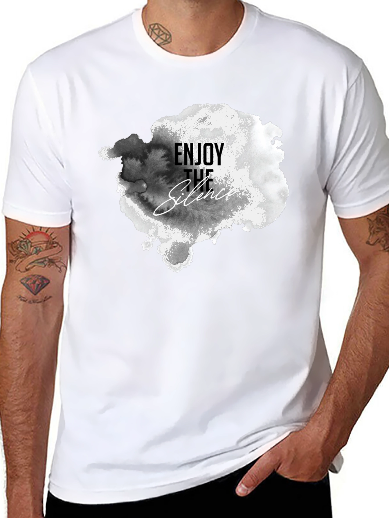 Enjoy The Silence Graphic Tee - Black Cotton T-Shirt