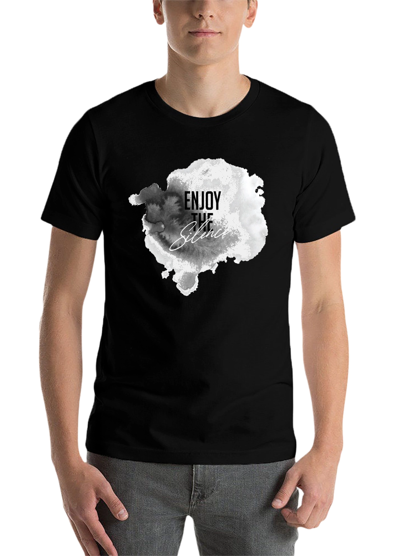 Enjoy The Silence Graphic Tee - Black Cotton T-Shirt