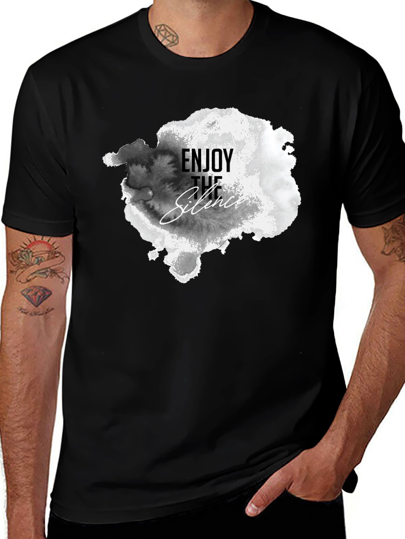 Enjoy The Silence Graphic Tee - Black Cotton T-Shirt