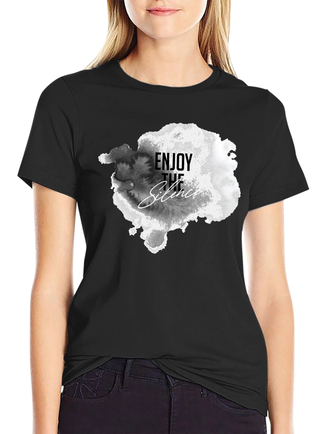Enjoy The Silence Graphic Tee - Black Cotton T-Shirt