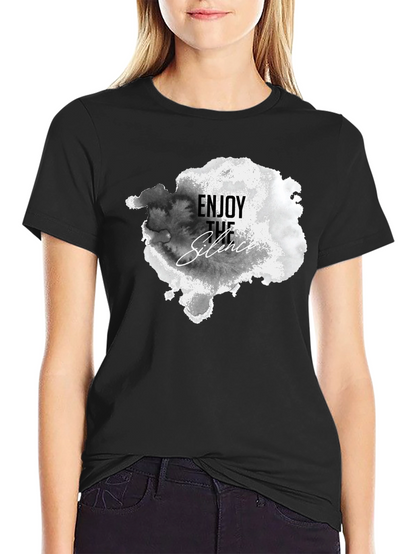 Enjoy The Silence Graphic Tee - Black Cotton T-Shirt