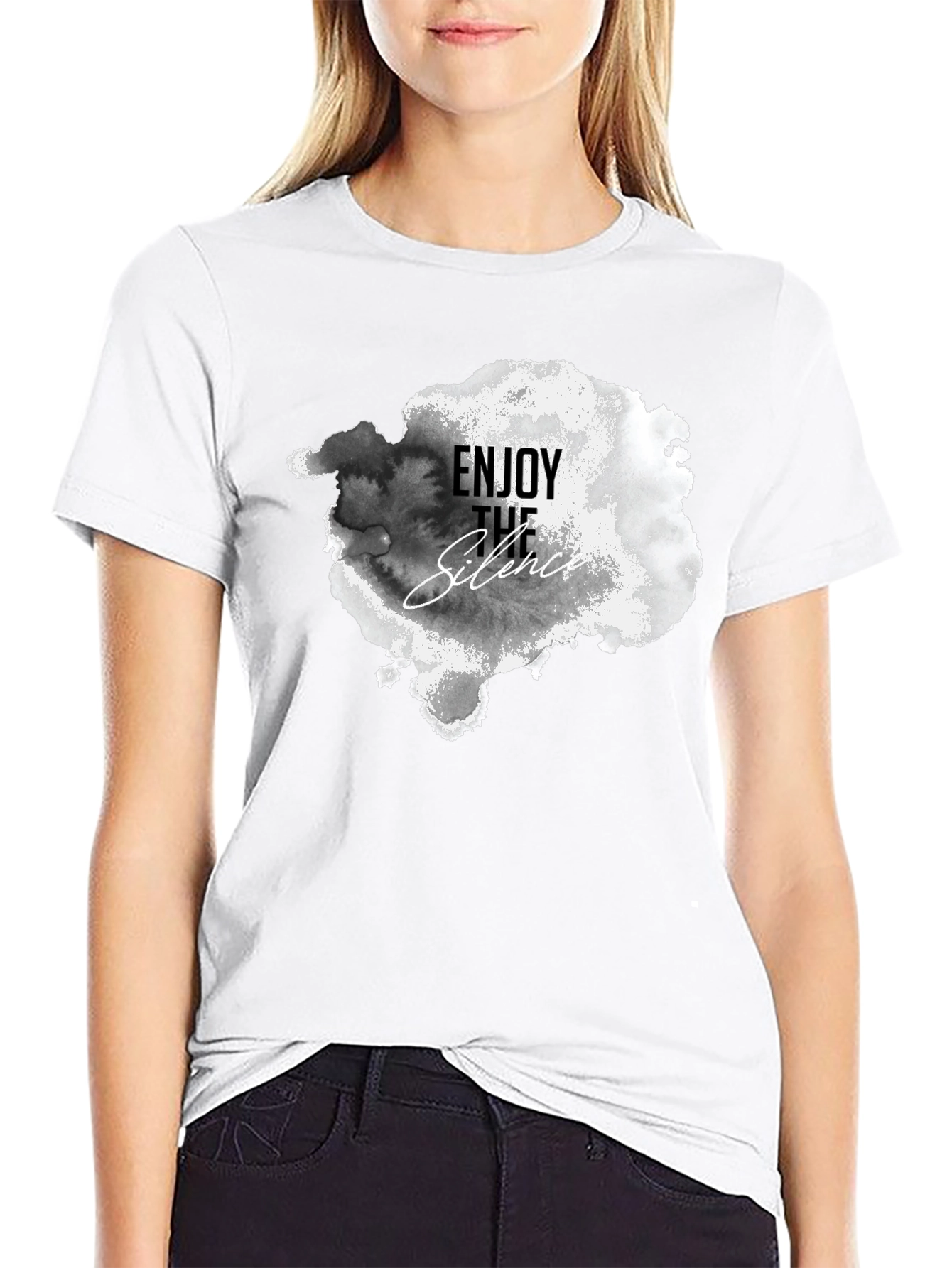 Enjoy The Silence Graphic Tee - Black Cotton T-Shirt