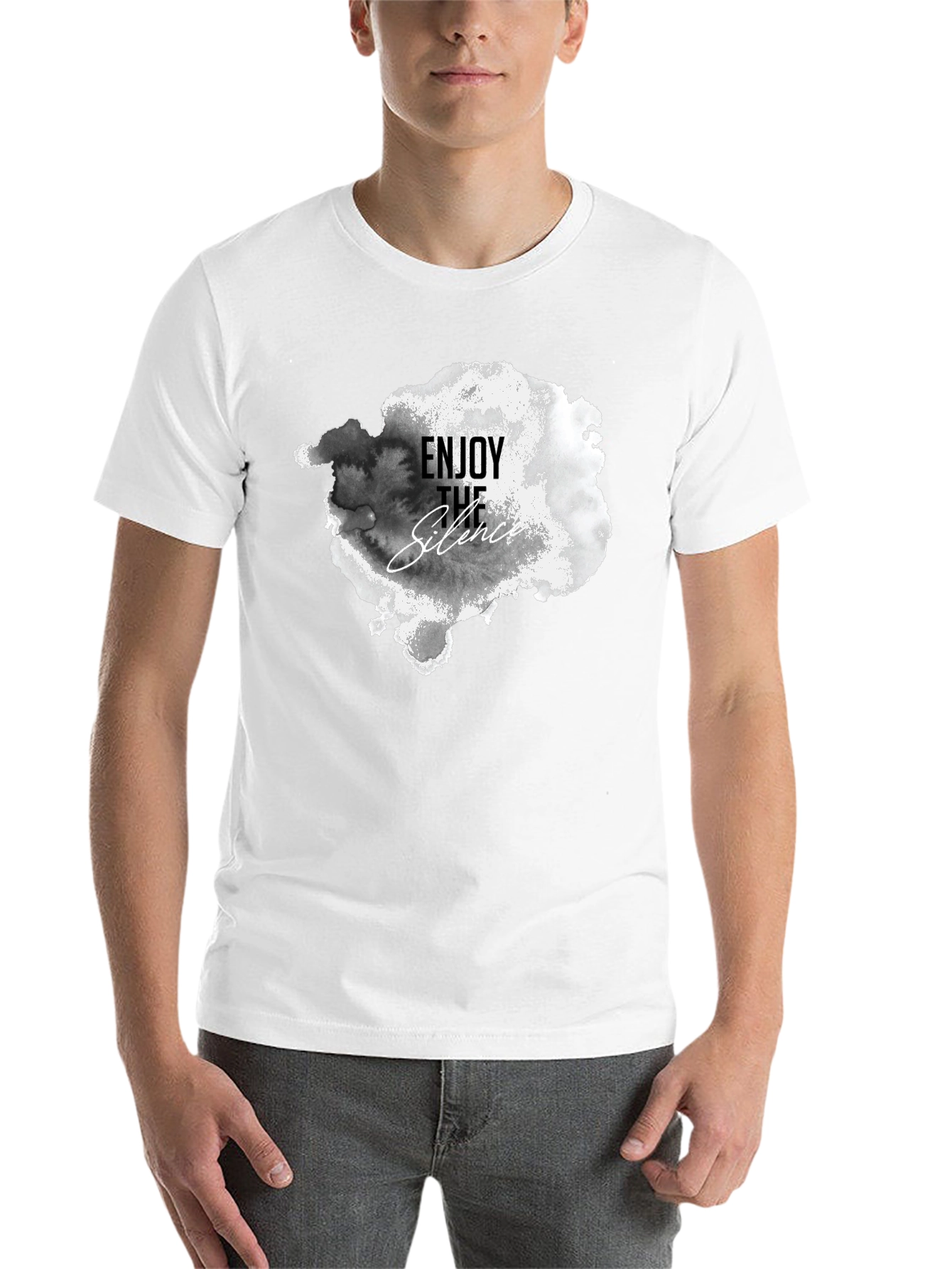 Enjoy The Silence Graphic Tee - Black Cotton T-Shirt