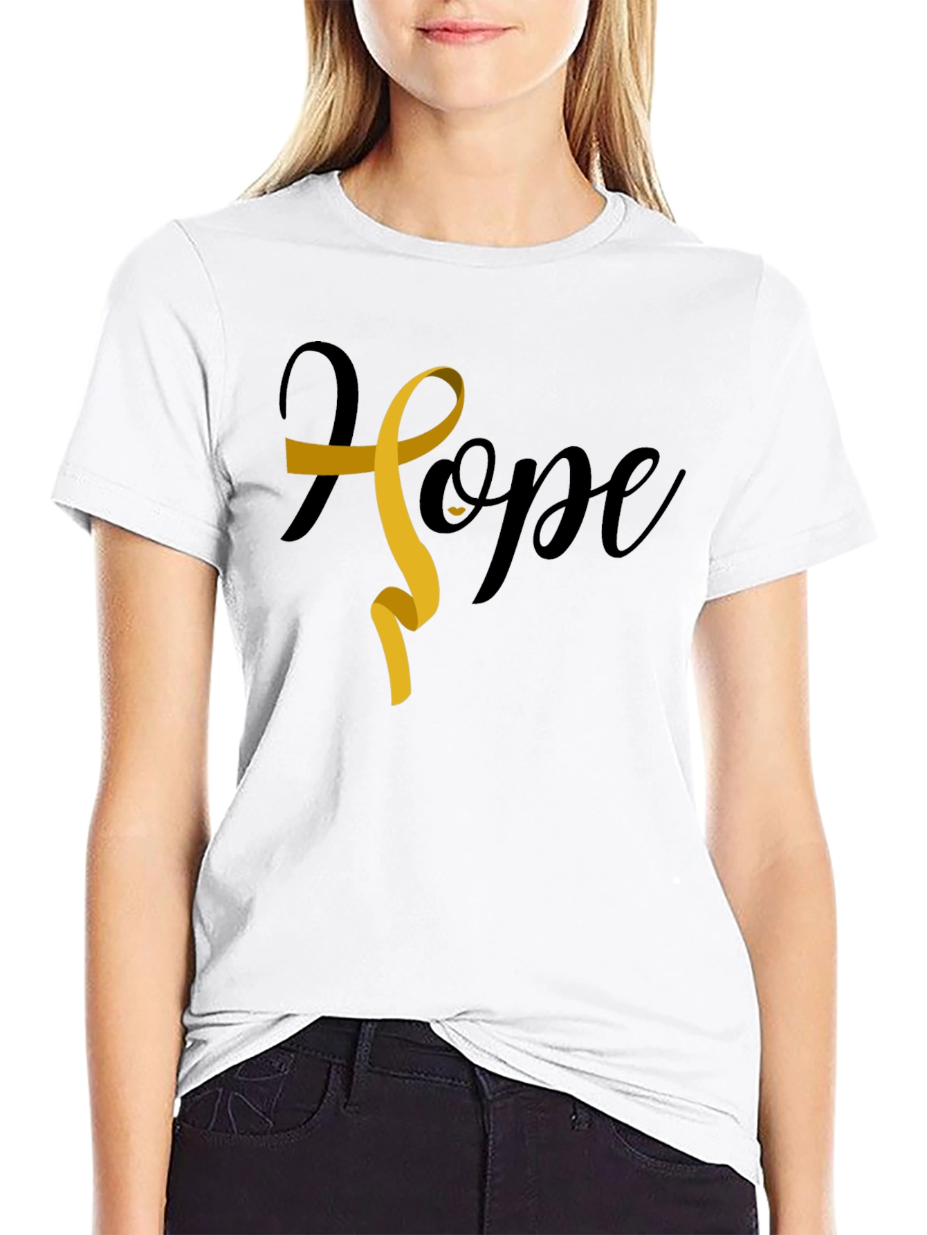 Hope Ribbon Graphic Tee - Cancer Awareness Shirt