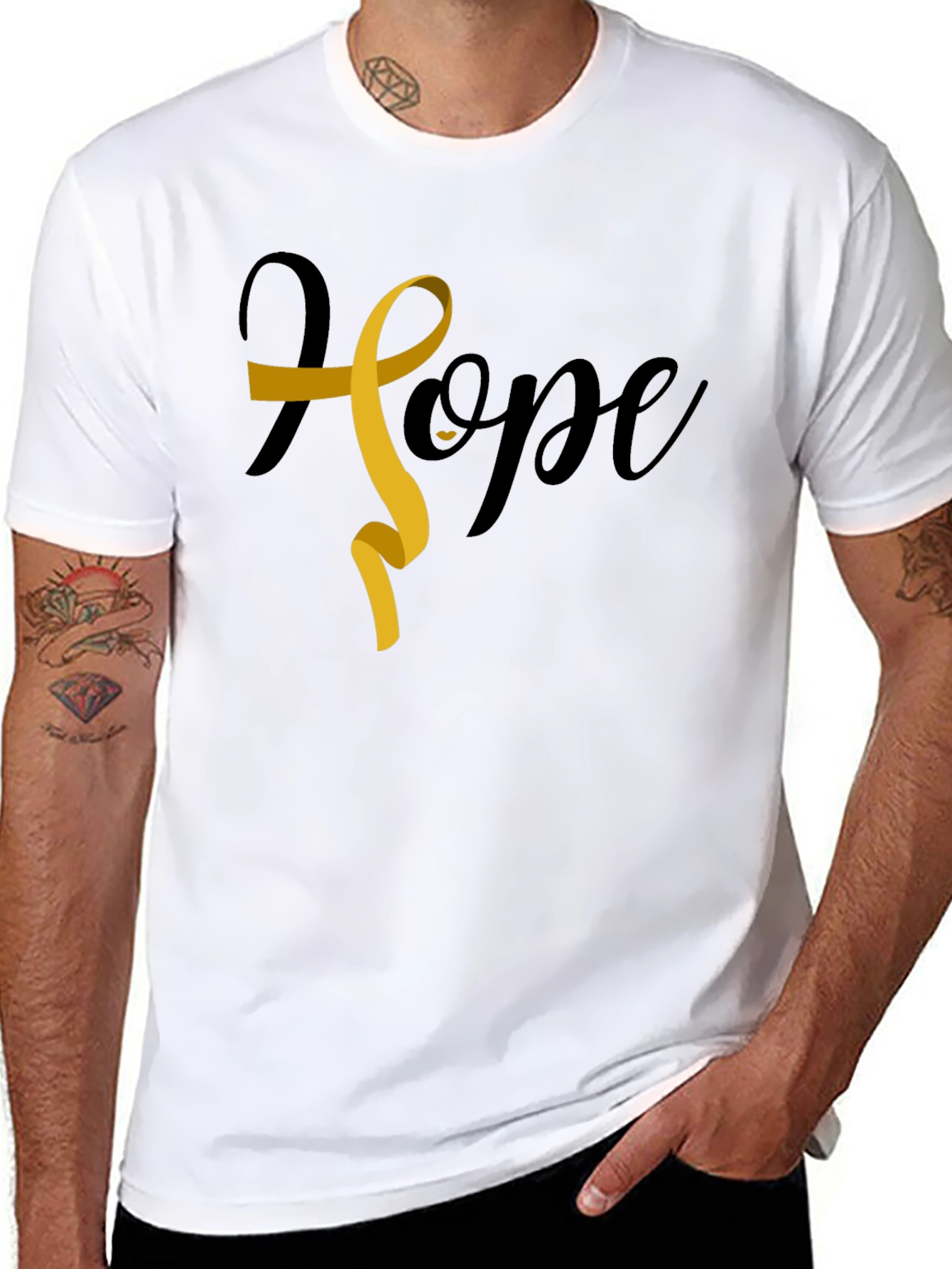 Hope Ribbon Graphic Tee - Cancer Awareness Shirt