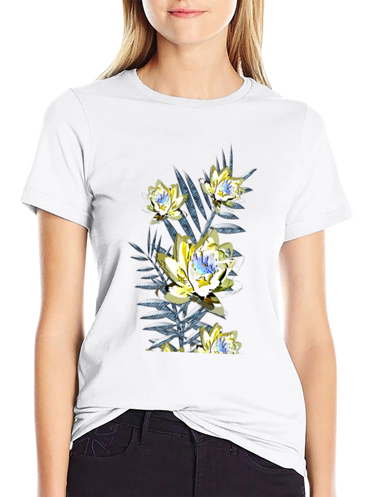 Floral Print Black T-Shirt