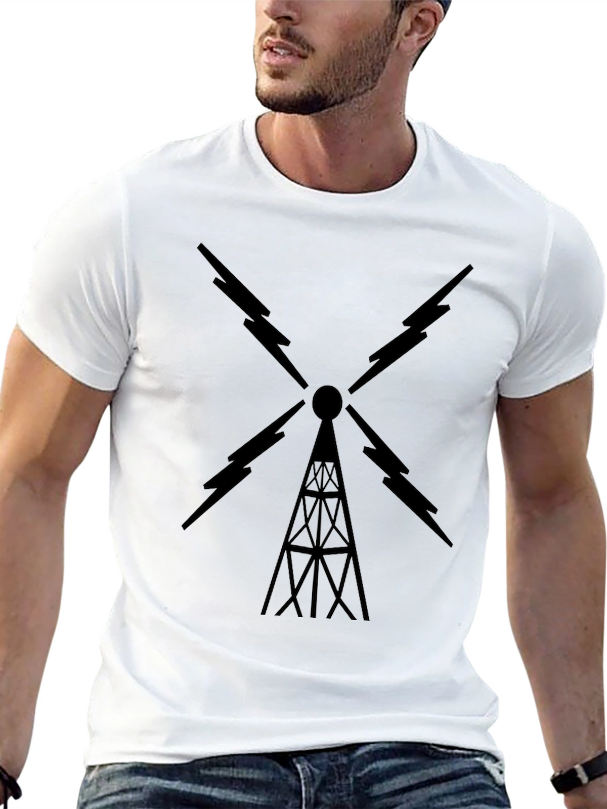 Black Radio Tower Graphic Tee
