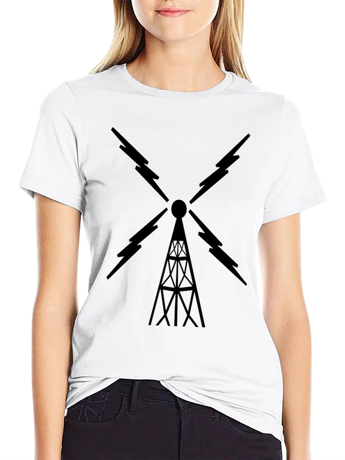 Black Radio Tower Graphic Tee