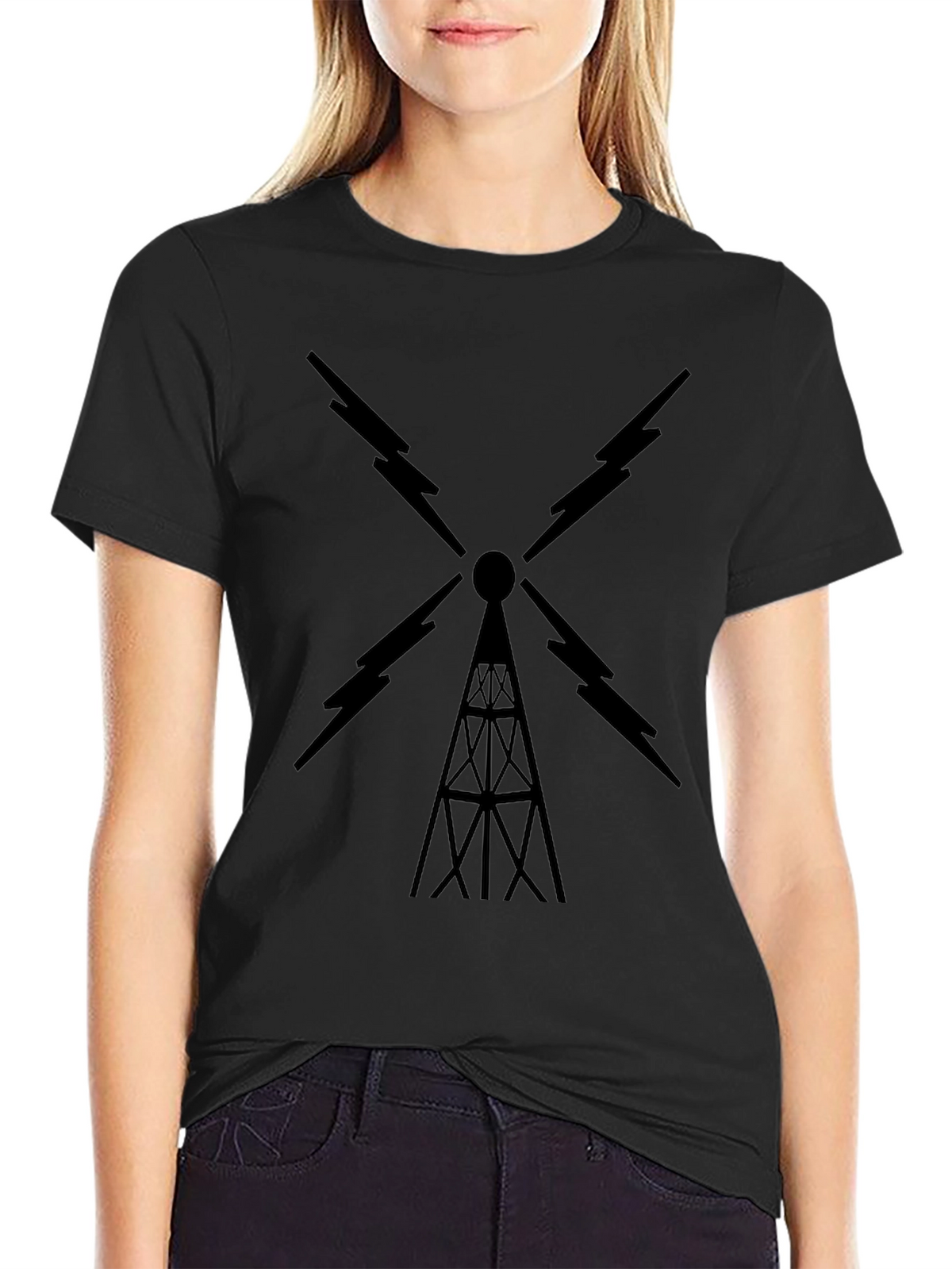 Black Radio Tower Graphic Tee