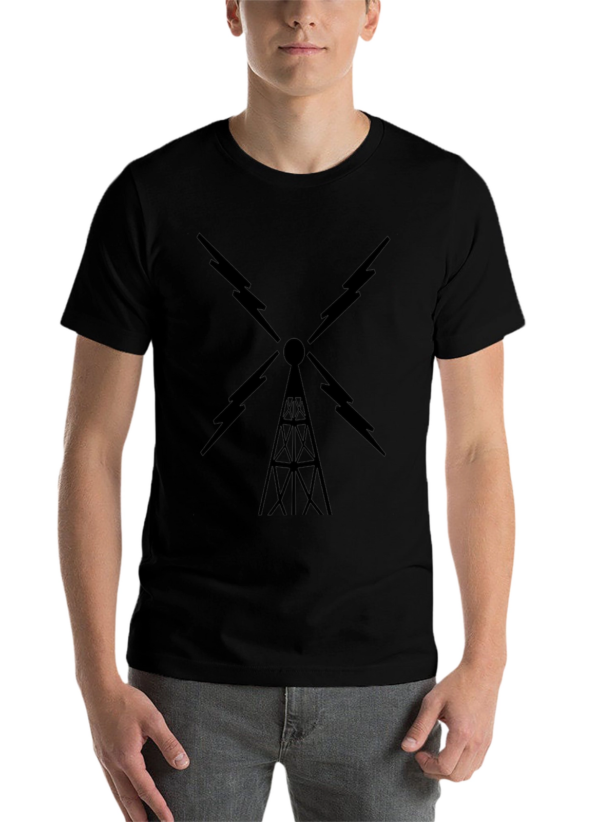 Black Radio Tower Graphic Tee