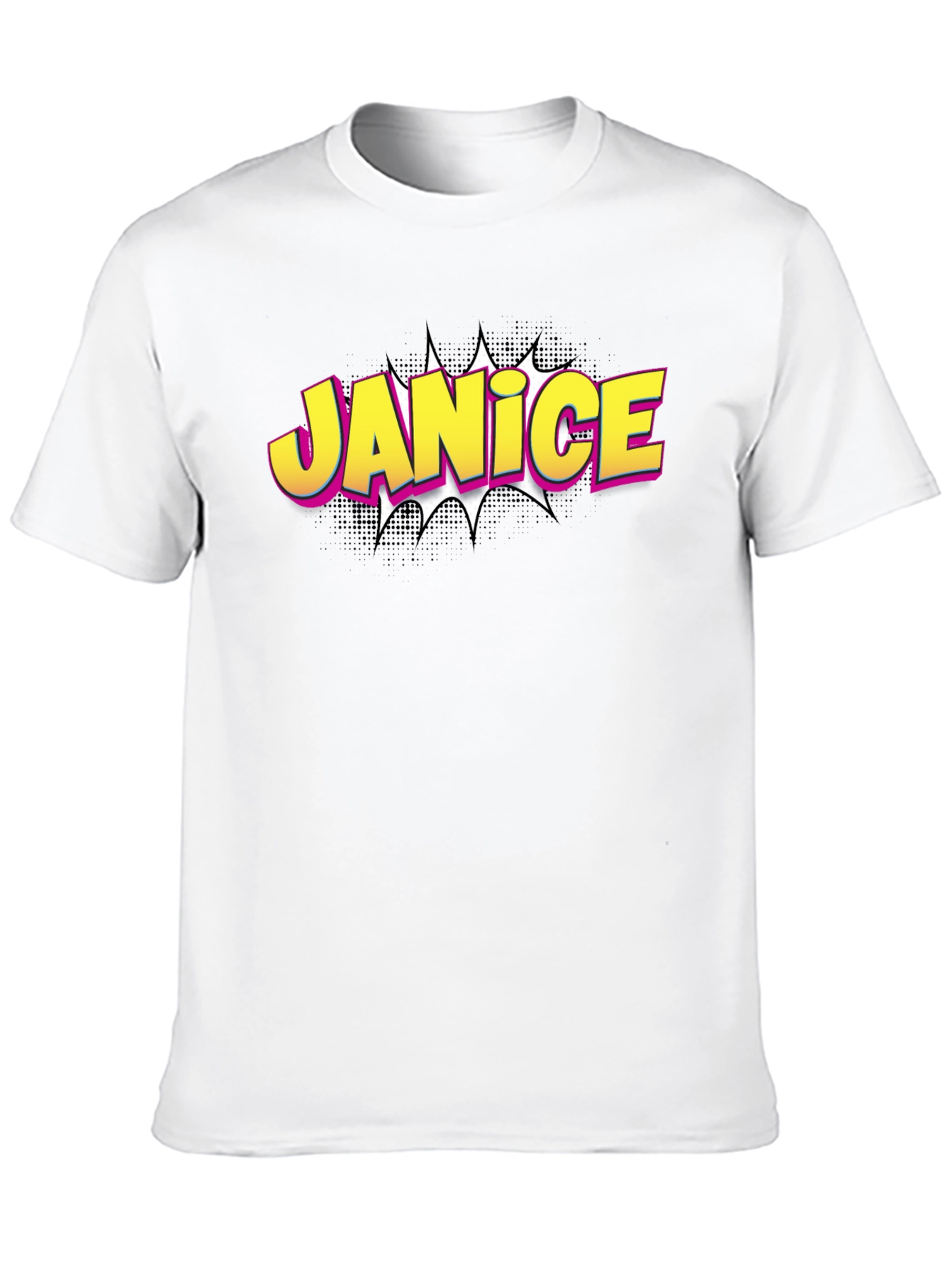 Janice Comic Book Style Black T-Shirt