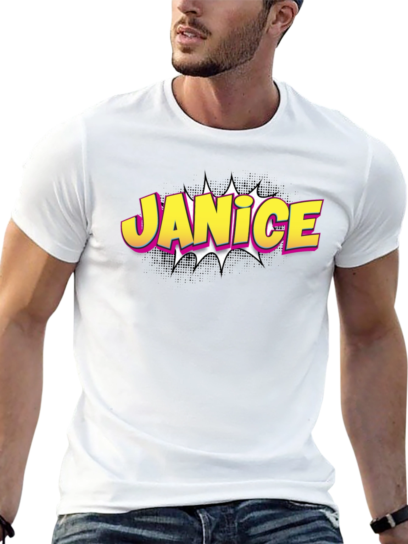 Janice Comic Book Style Black T-Shirt