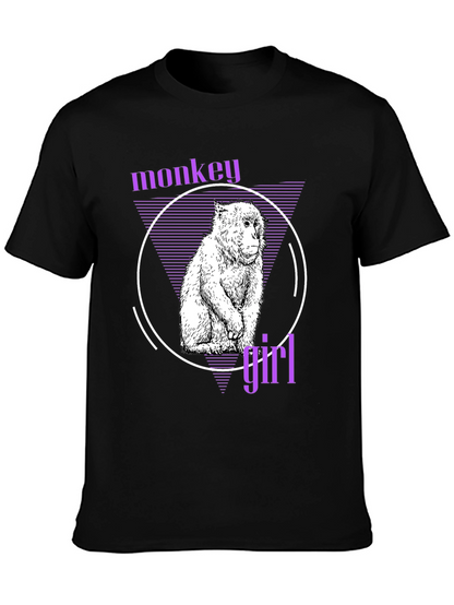 Monkey Girl Graphic Tee - Trendy Black T-Shirt