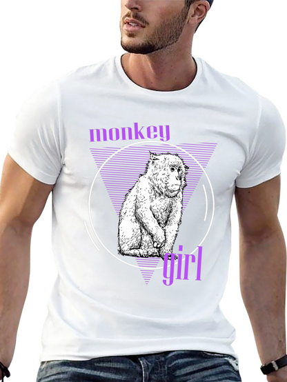 Monkey Girl Graphic Tee - Trendy Black T-Shirt