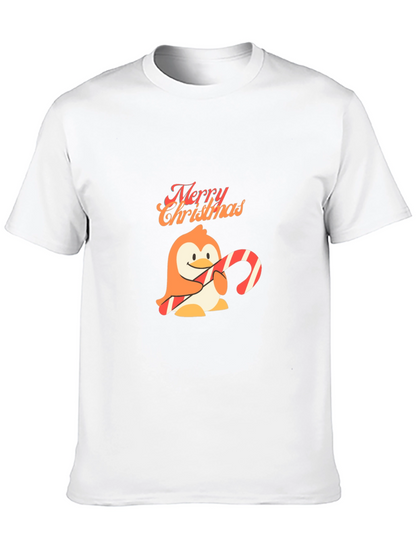 Festive Penguin Merry Christmas Black T-Shirt