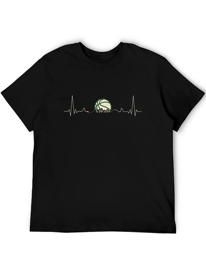 Basketball Heartbeat T-Shirt - Black