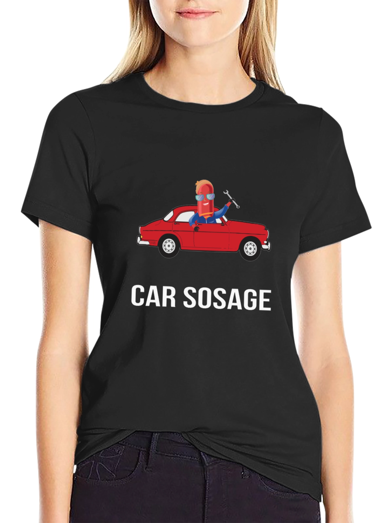 Car Sausage Graphic T-Shirt - Novelty Design