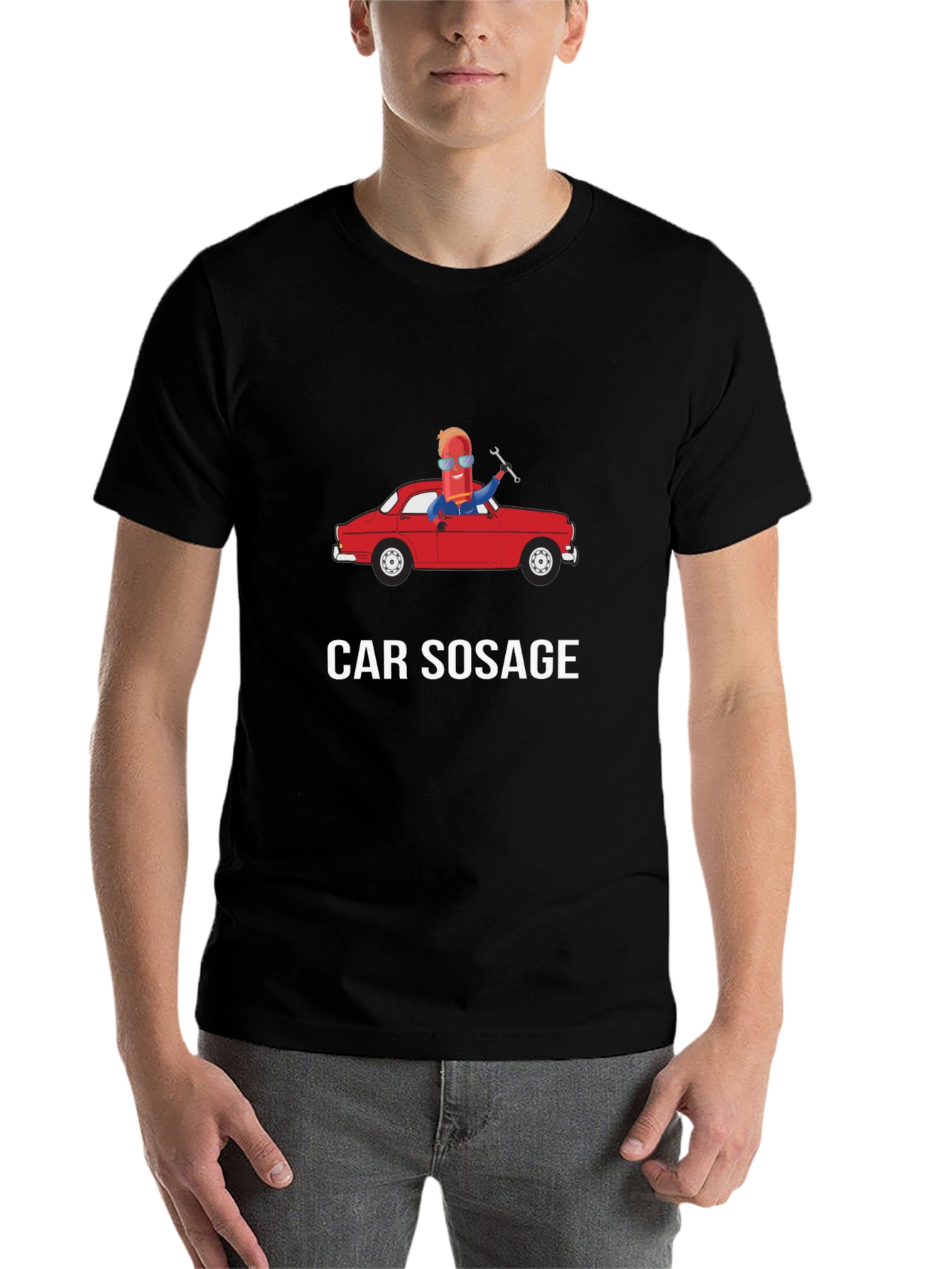 Car Sausage Graphic T-Shirt - Novelty Design