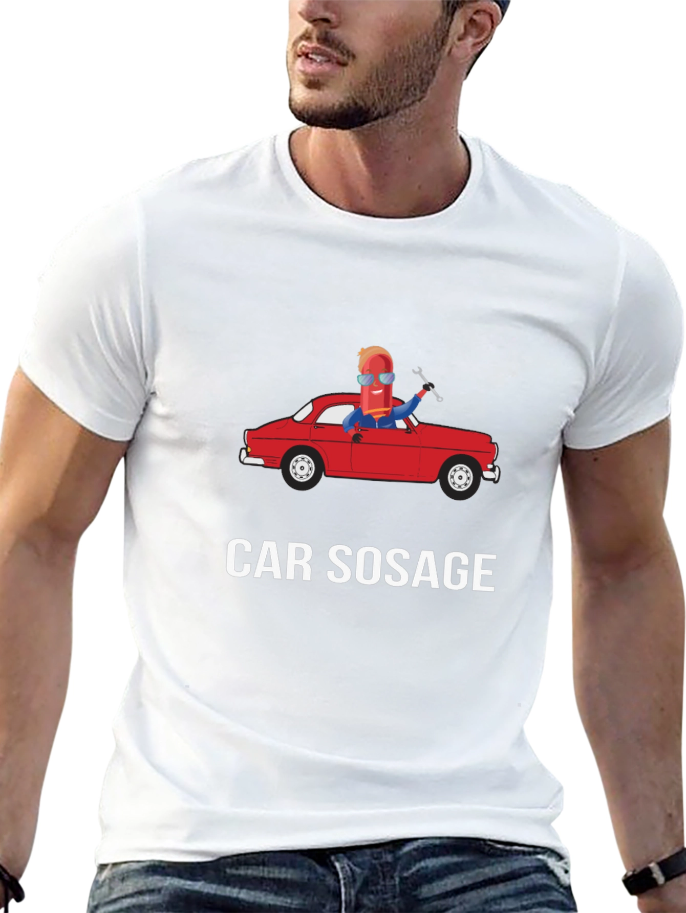 Car Sausage Graphic T-Shirt - Novelty Design
