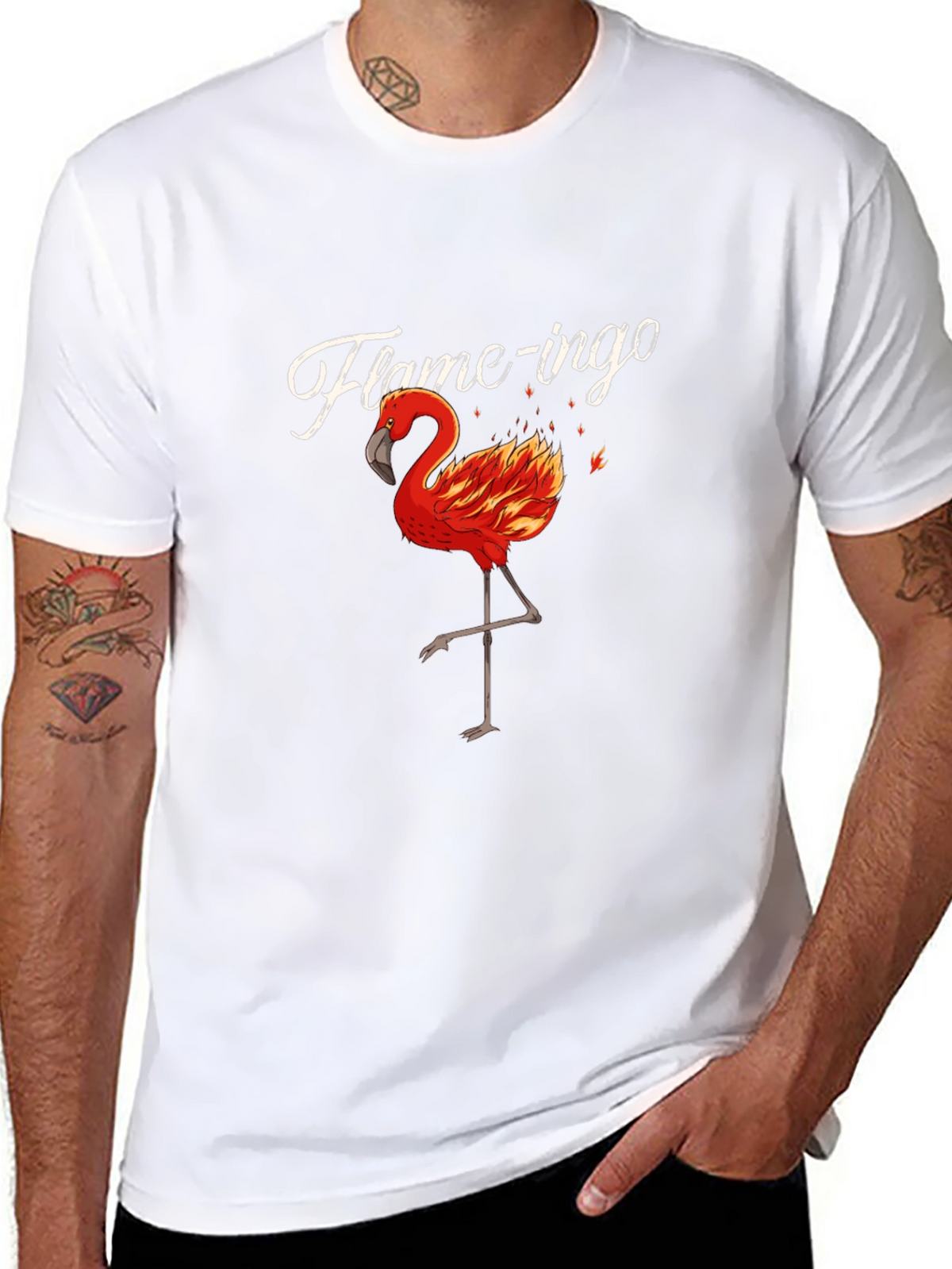 Flame-ingo Black T-Shirt for Men